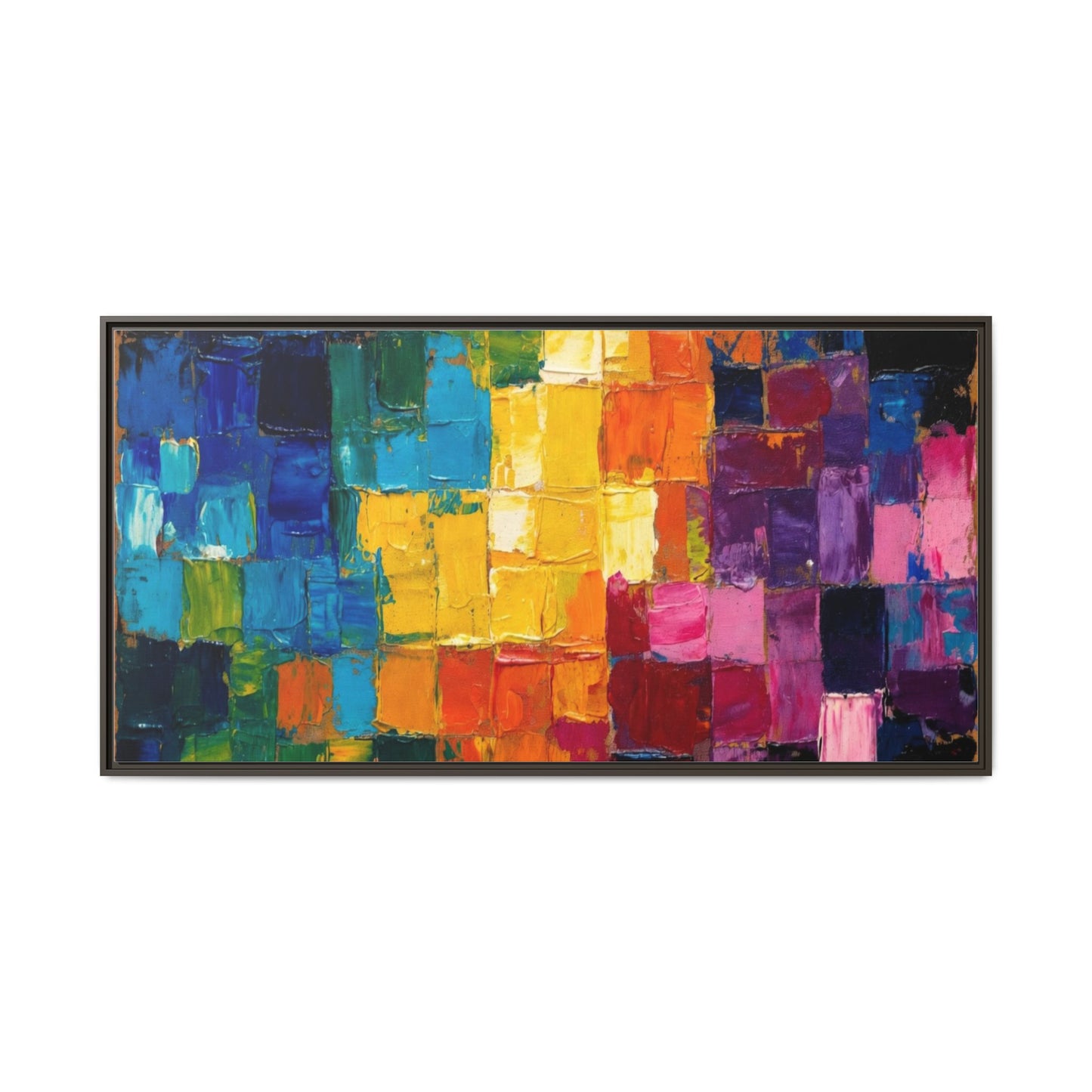 Abstract Rainbow Mosaic Framed Canvas Print — Colorful Modern Wall Art