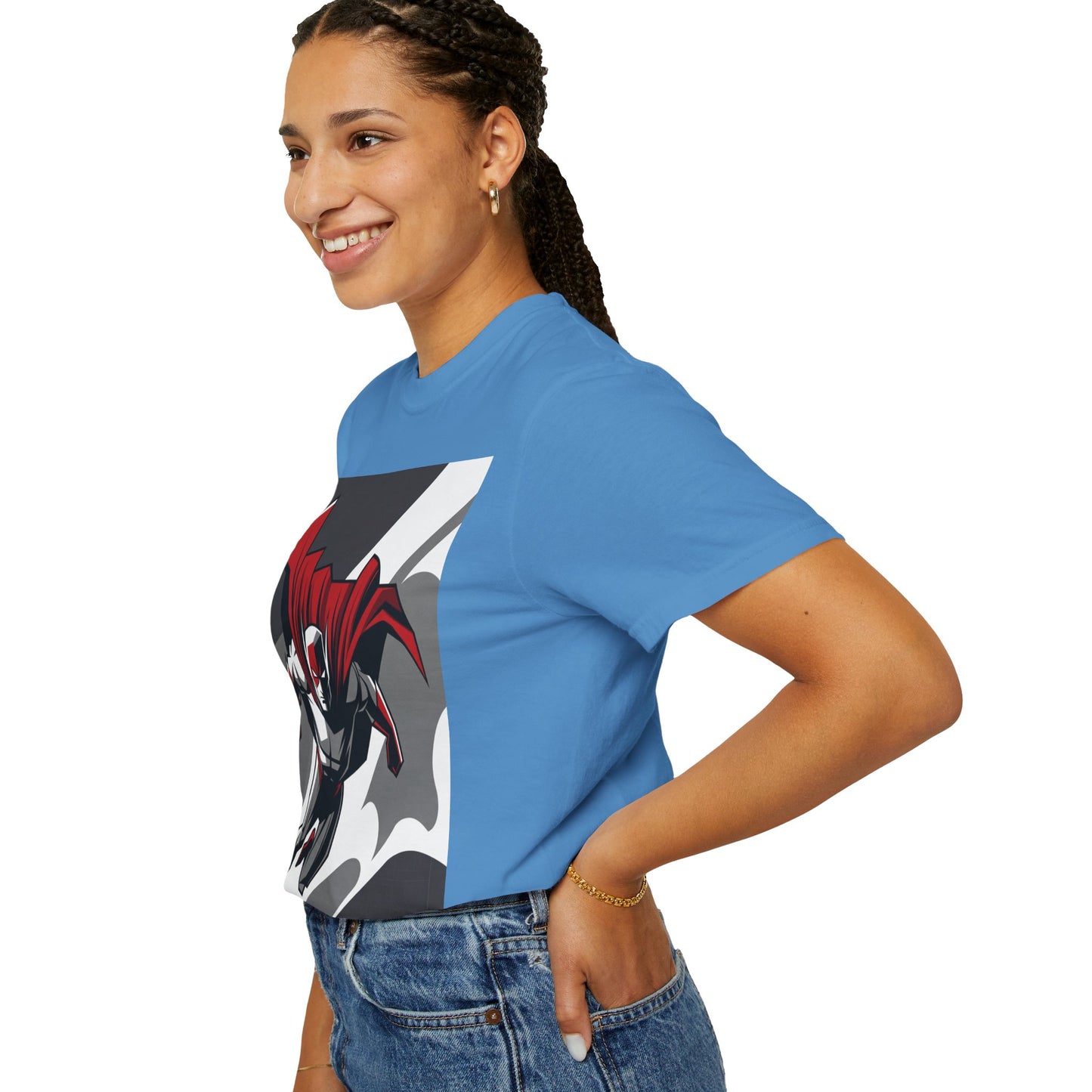 Superhero Action T-Shirt — Red Cape Comic Graphic Tee