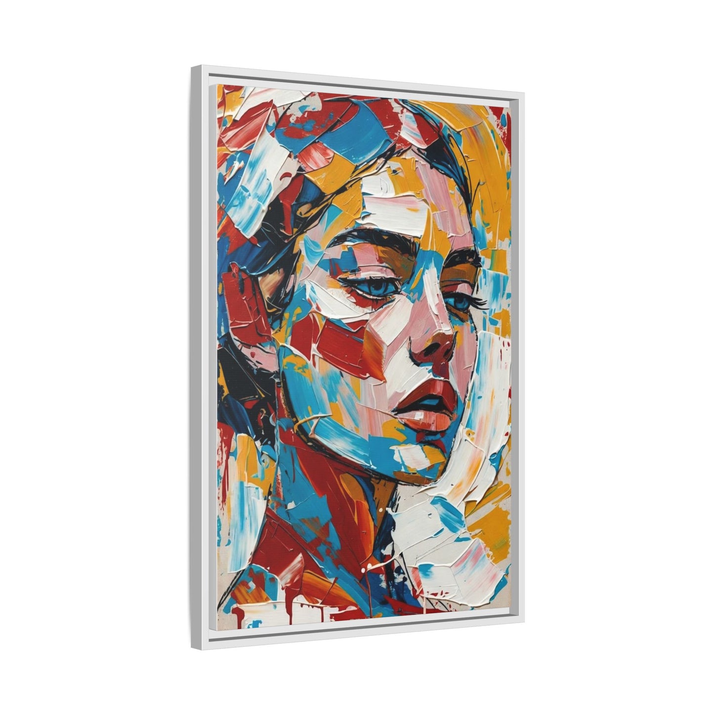 Colorful Abstract Portrait Framed Canvas Print