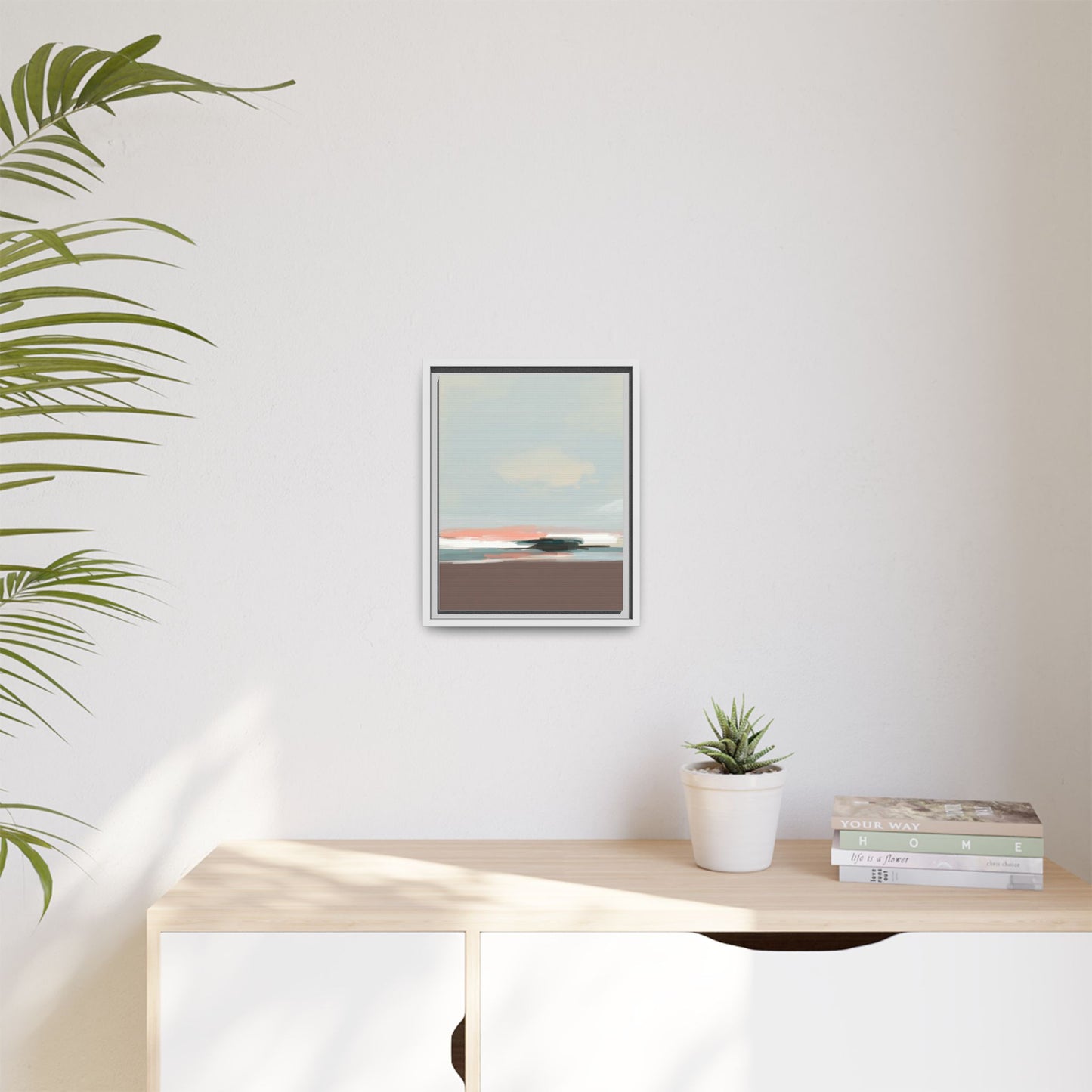 Framed Matte Canvas Print — Soft Coastal Abstract Landscape