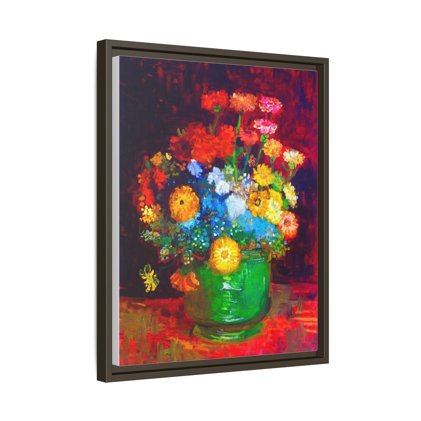 Framed Floral Canvas Print — Colorful Bouquet Wall Art