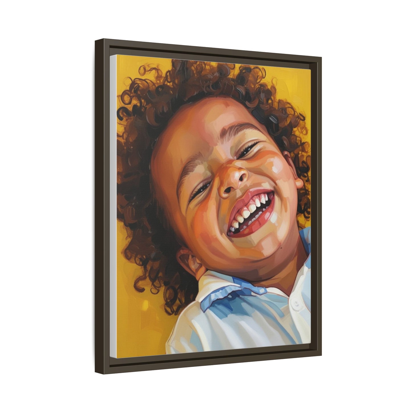 Framed Matte Canvas Print – Joyful Child Portrait, Colorful Nursery Wall Art