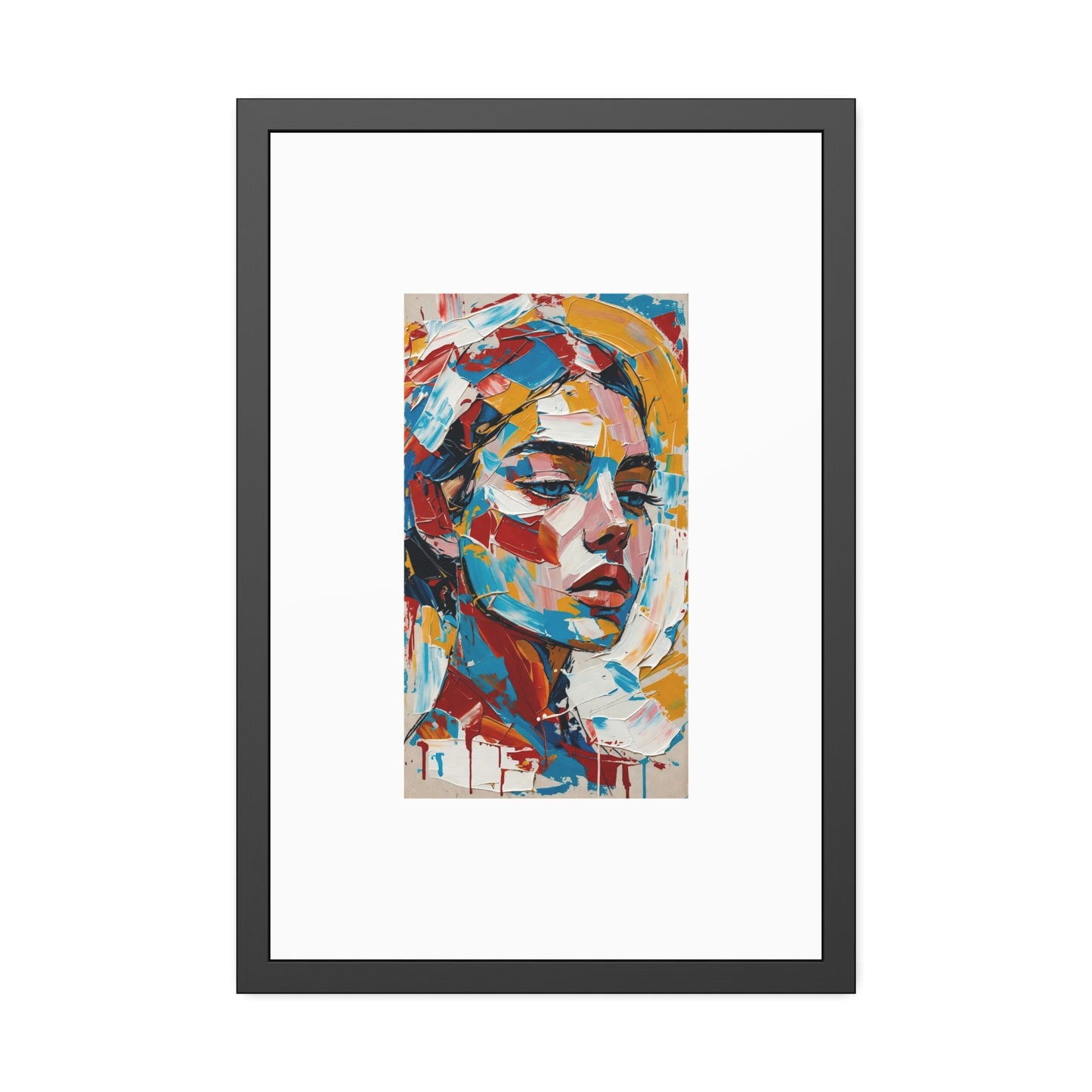 Abstract Colorful Portrait Framed Paper Poster – Modern Art Print for Home & Office