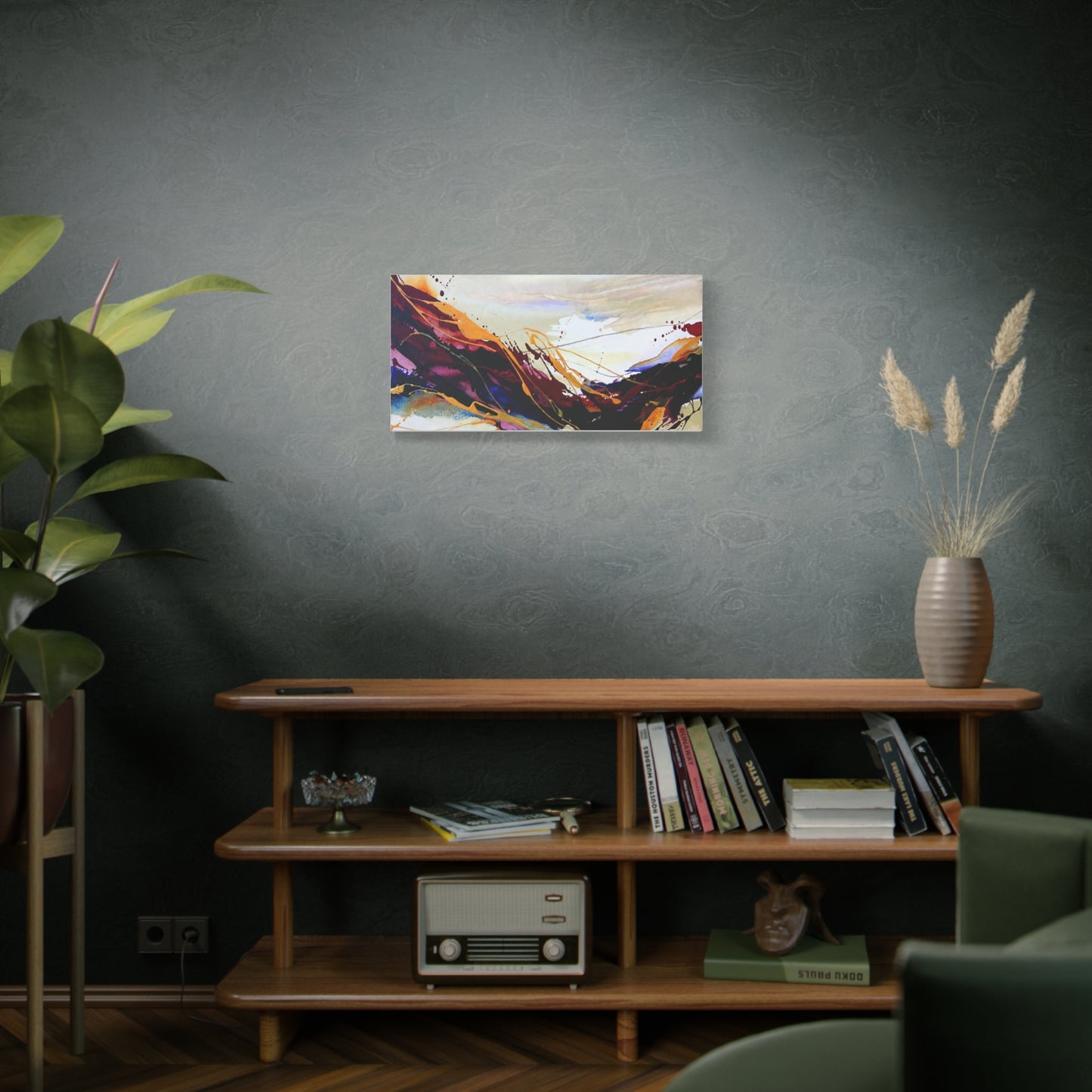 Abstract Color Flow Matte Stretched Canvas – Vibrant Modern Wall Art