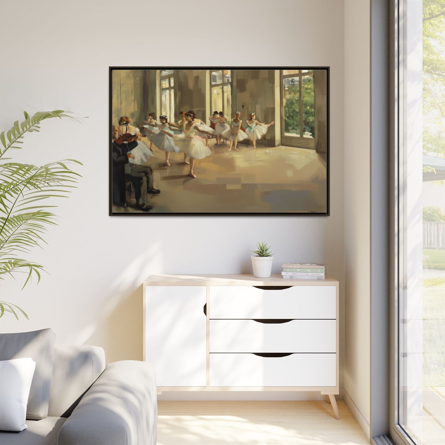 Framed Matte Canvas Print — Ballet Class Scene (Impressionist Dancers)