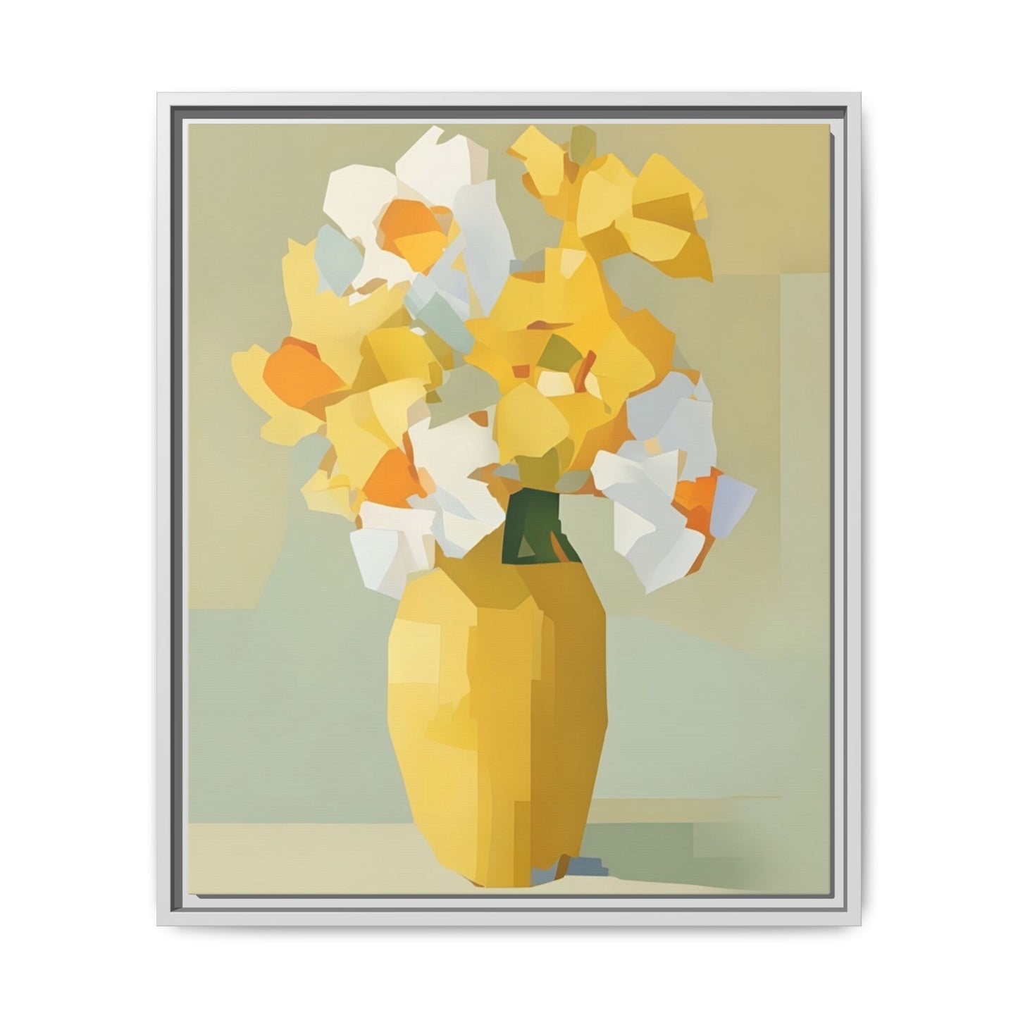 Framed Floral Canvas Print — Yellow Vase Bouquet Wall Art
