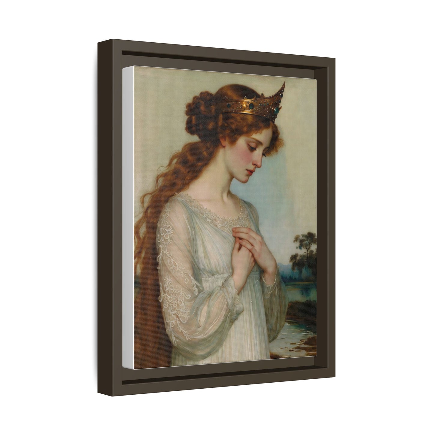 Framed Matte Canvas Print — Vintage Pre-Raphaelite Princess Portrait