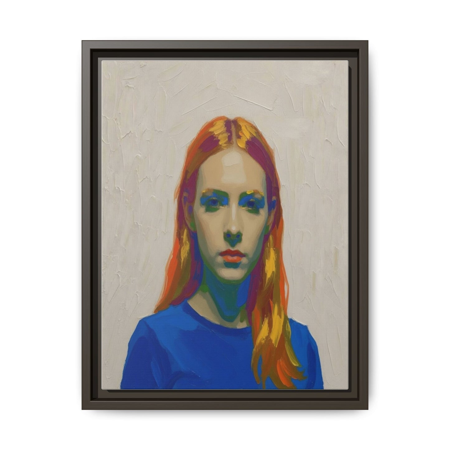 Framed Matte Canvas Portrait — Vibrant Multi‑Color Girl Art Print
