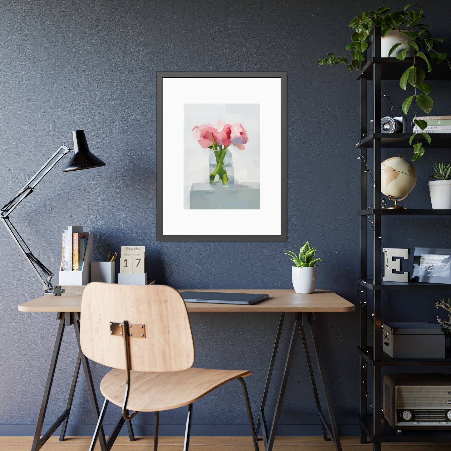 Framed Poster — Pink Floral Still Life Art Print (Modern Minimal)