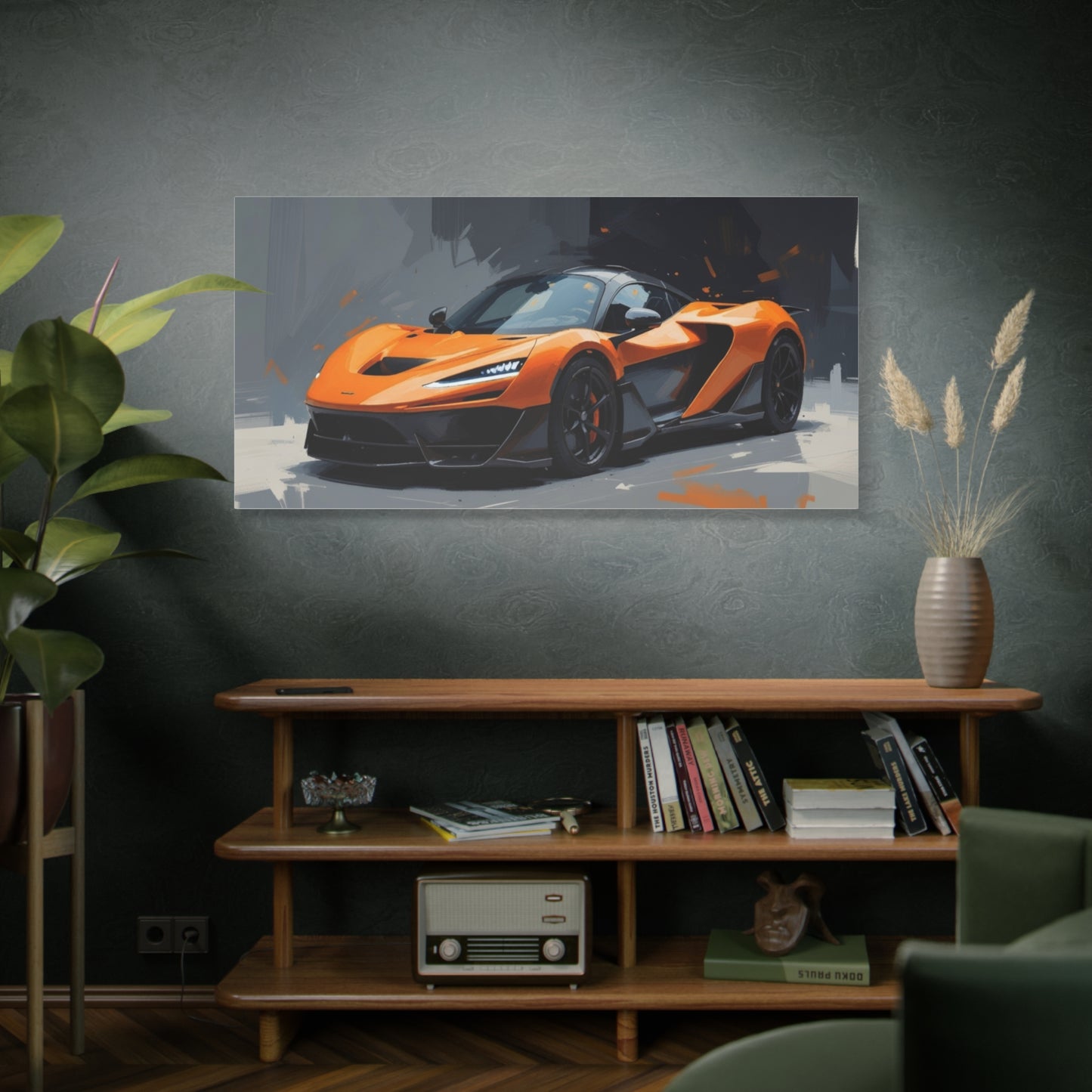 Orange Supercar Matte Canvas Wall Art – Stretched 1.25" Sports Car Print