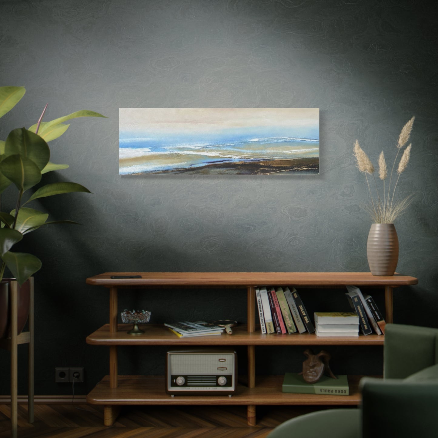 Coastal Abstract Matte Canvas Wall Art — Serene Ocean Horizon Stretch