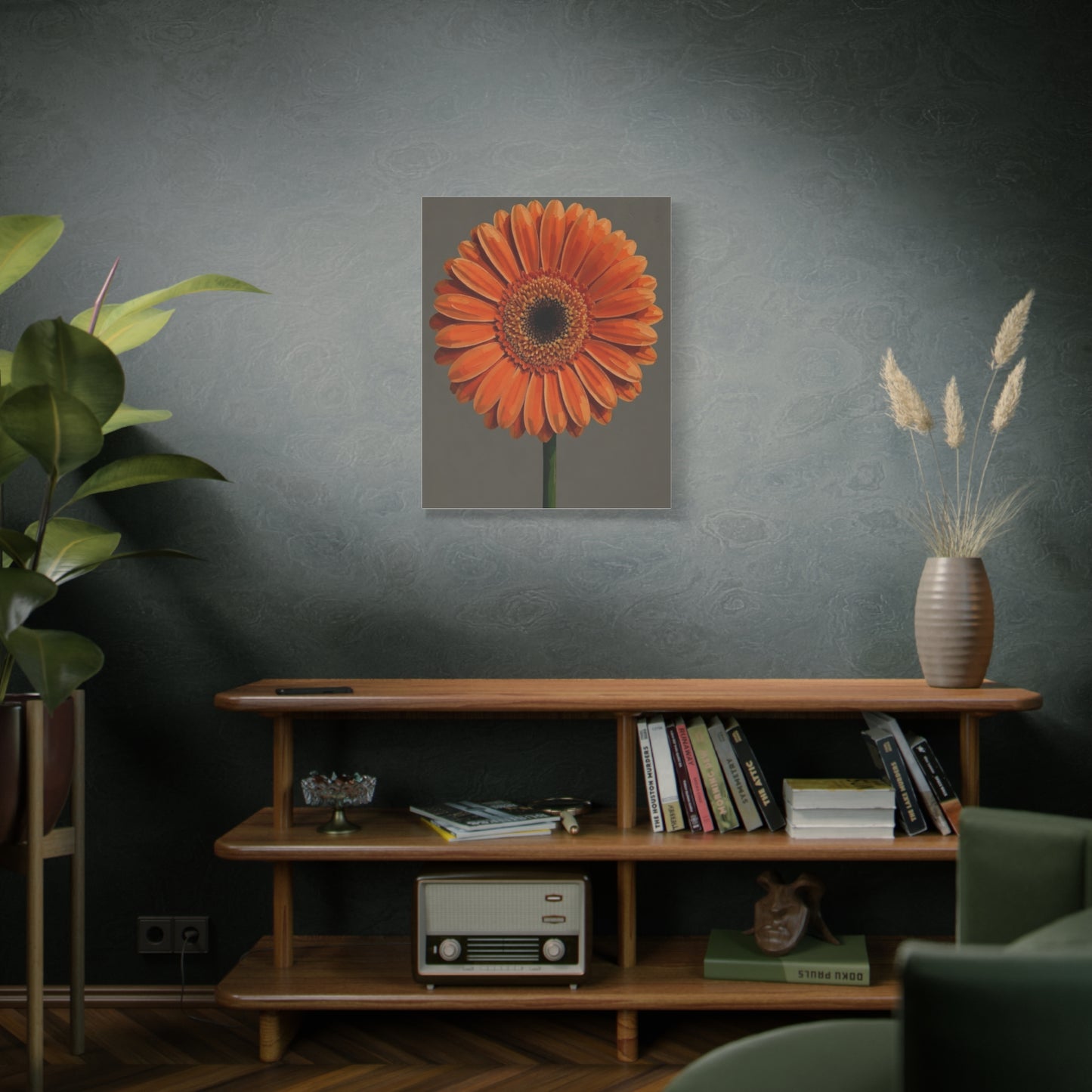 Orange Gerbera Flower Matte Canvas Print — Stretched Wall Art