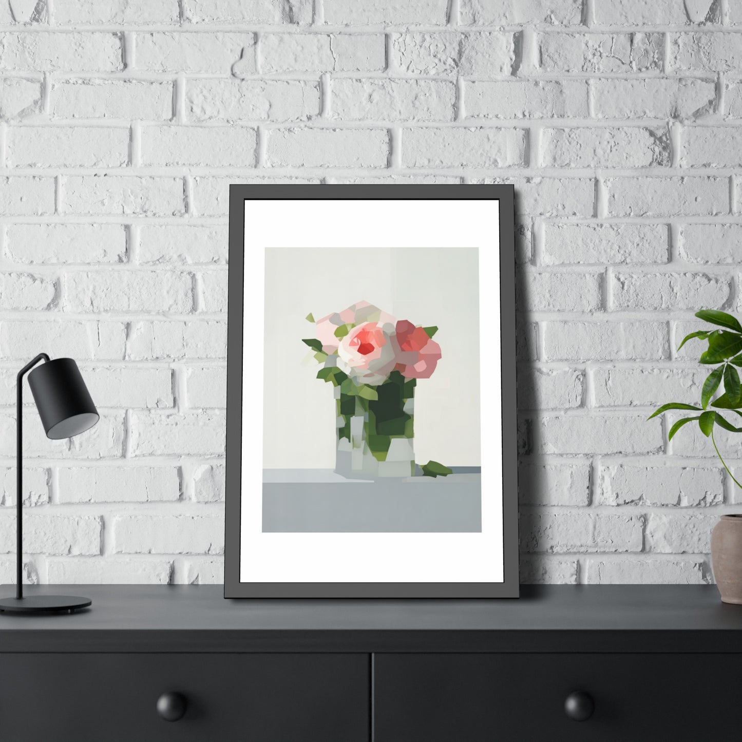 Framed Floral Poster — Modern Abstract Peony Art Print