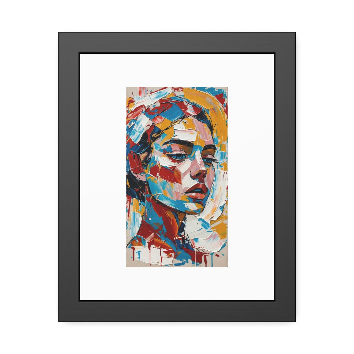 Abstract Colorful Portrait Framed Paper Poster – Modern Art Print for Home & Office