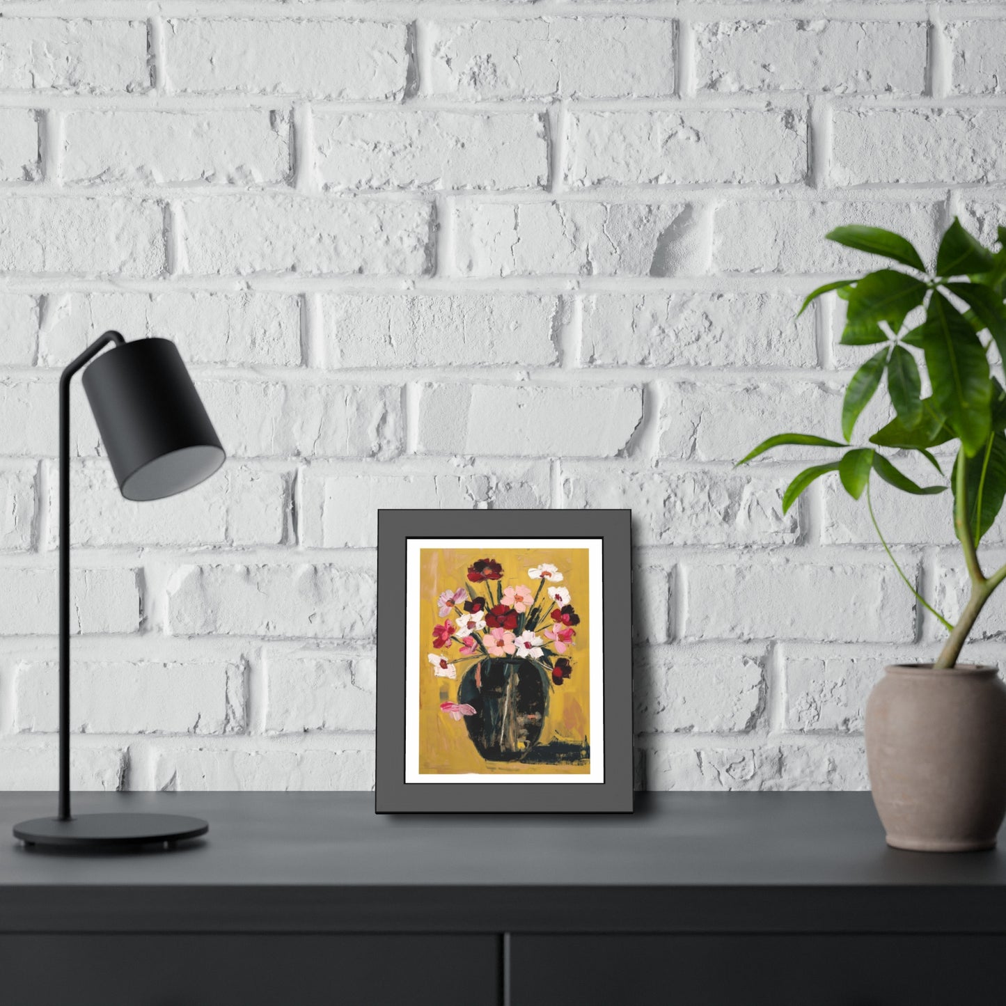 Framed Poster  Abstract Floral Vase Art Print