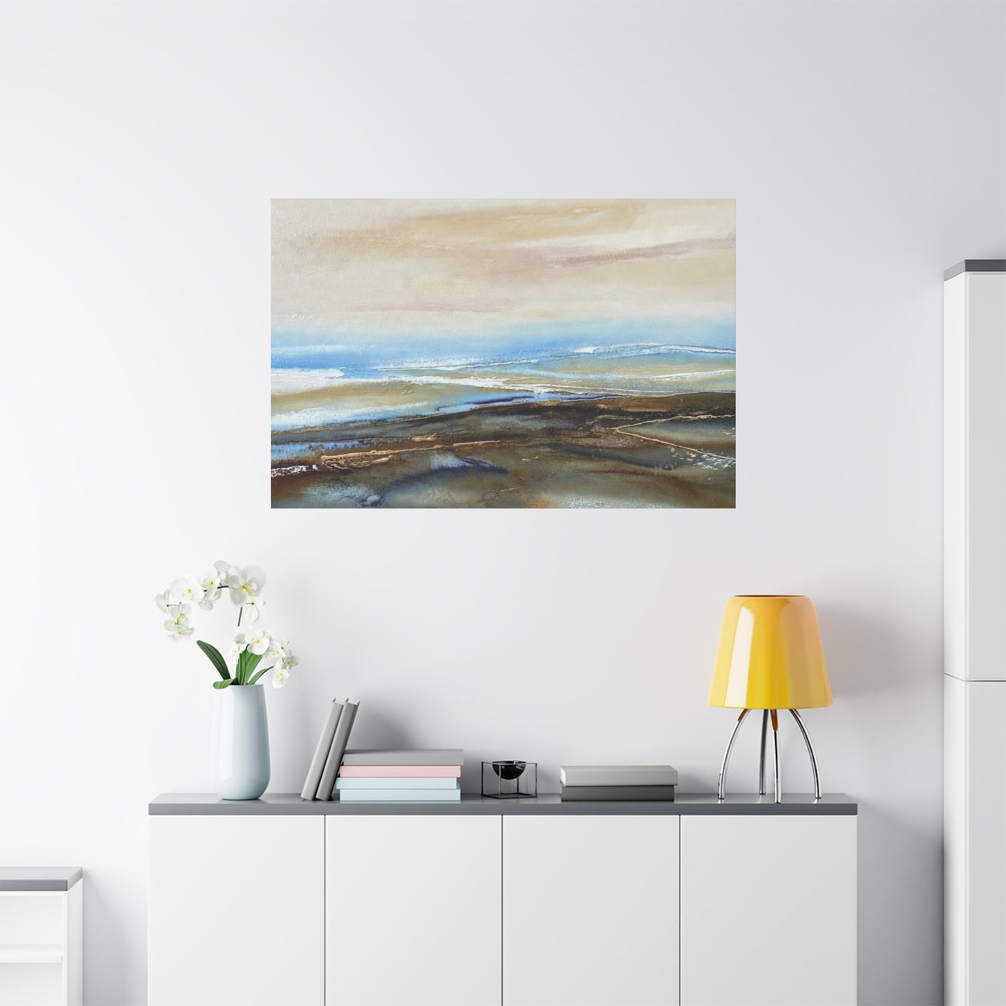 Coastal Abstract Matte Canvas Wall Art — Serene Ocean Horizon Stretch