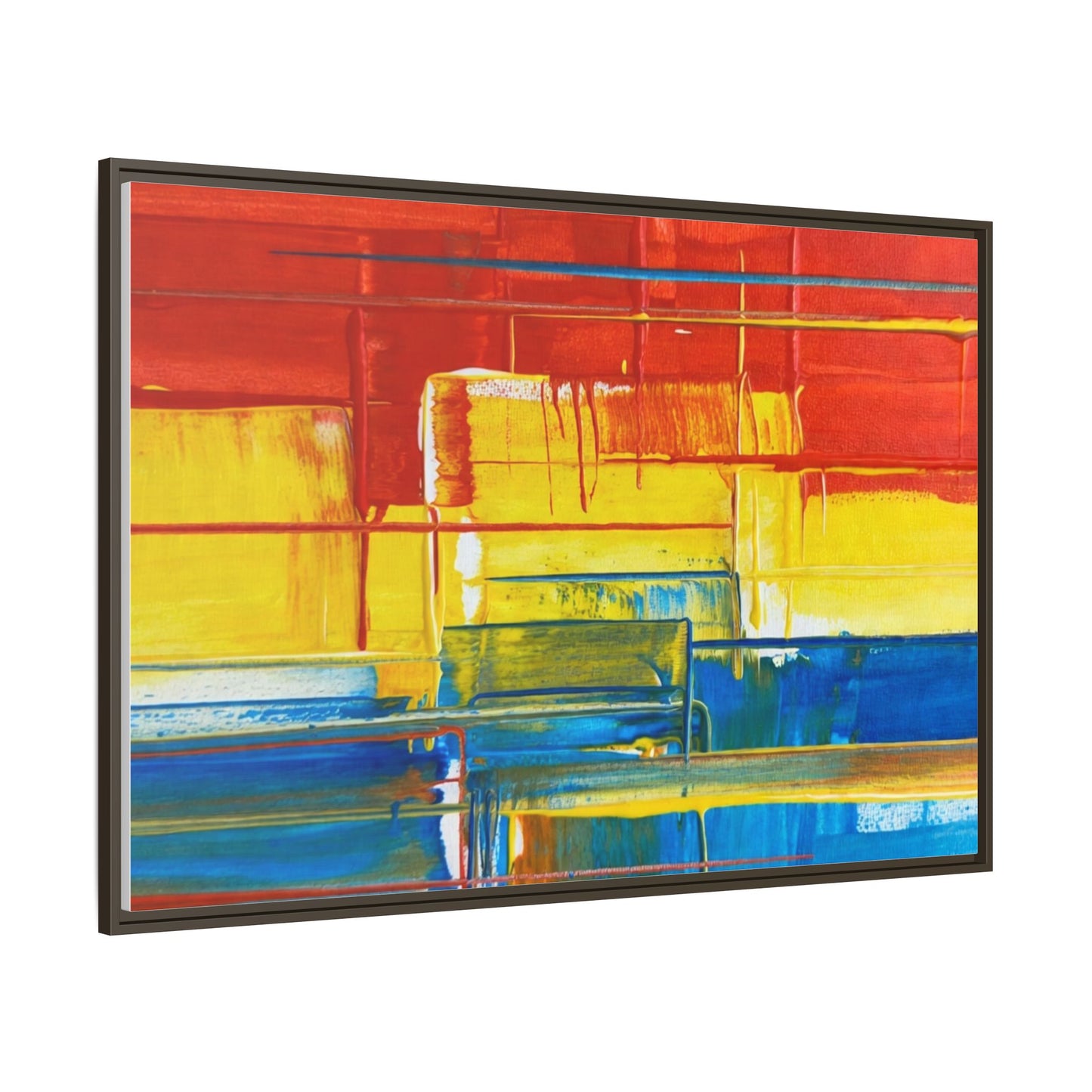 Abstract Multi-Color Framed Canvas Art — Modern Geometric Wall Decor