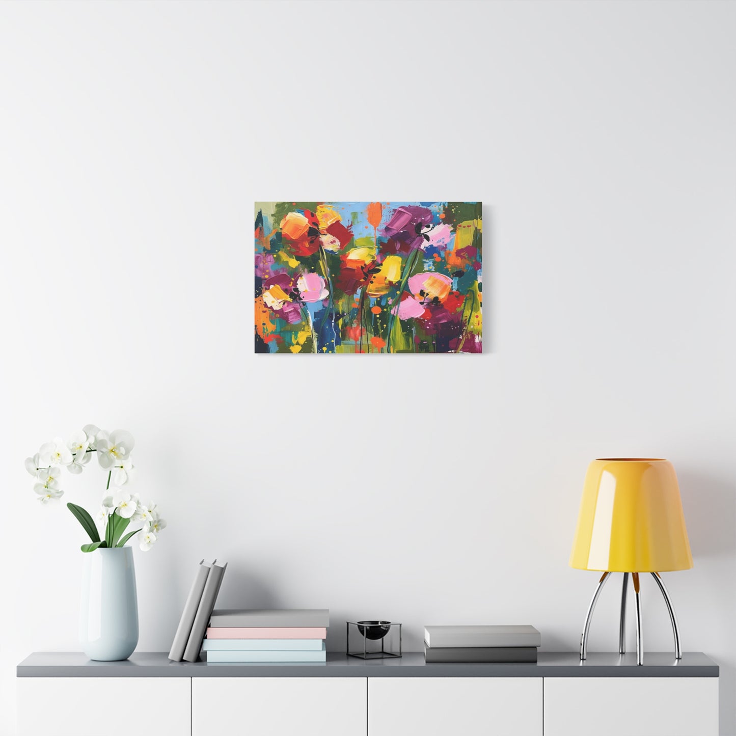 Vibrant Abstract Floral Canvas — Colorful Poppy Wall Art, Matte Stretched 1.25"