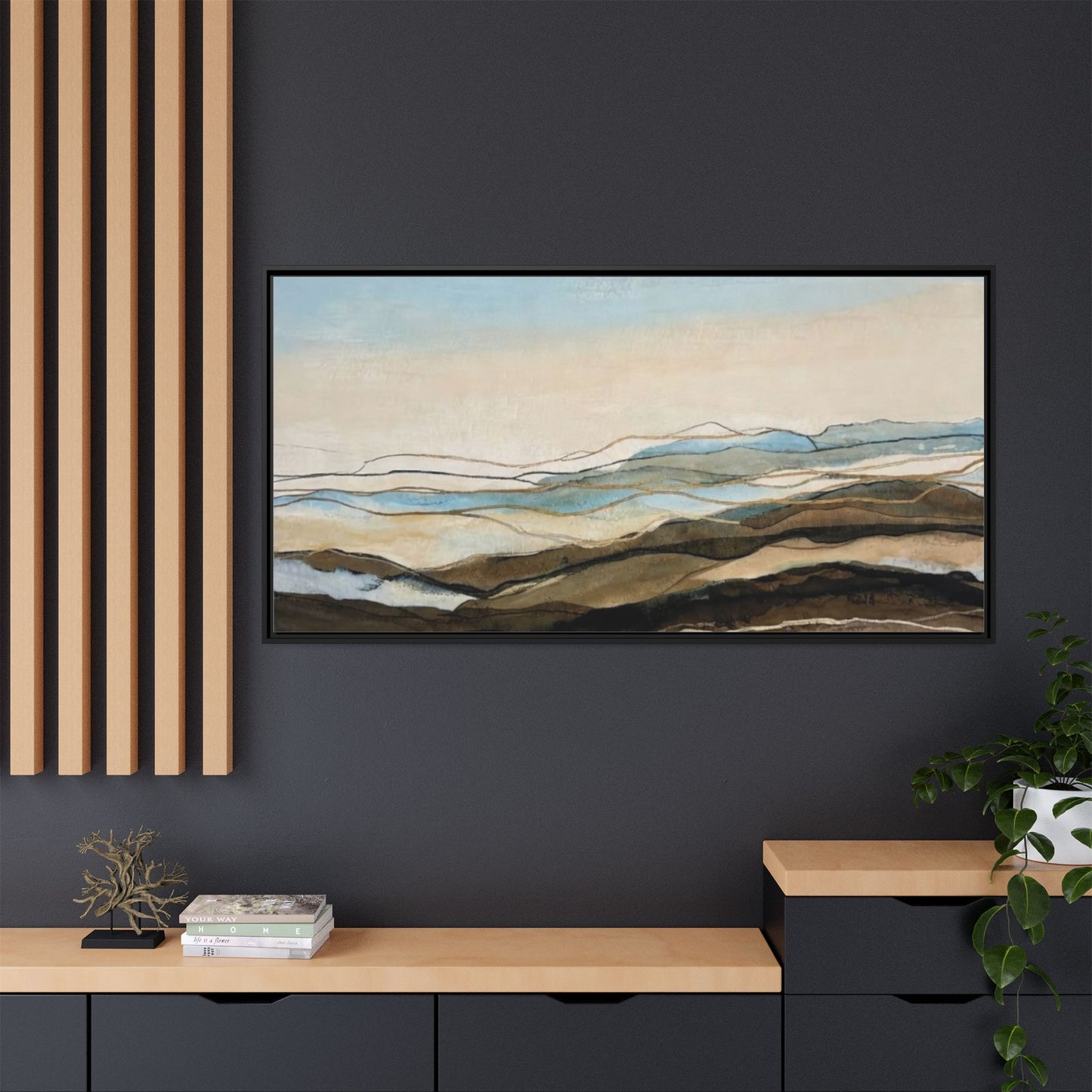 Framed Matte Canvas Print — Abstract Coastal Landscape Wall Art