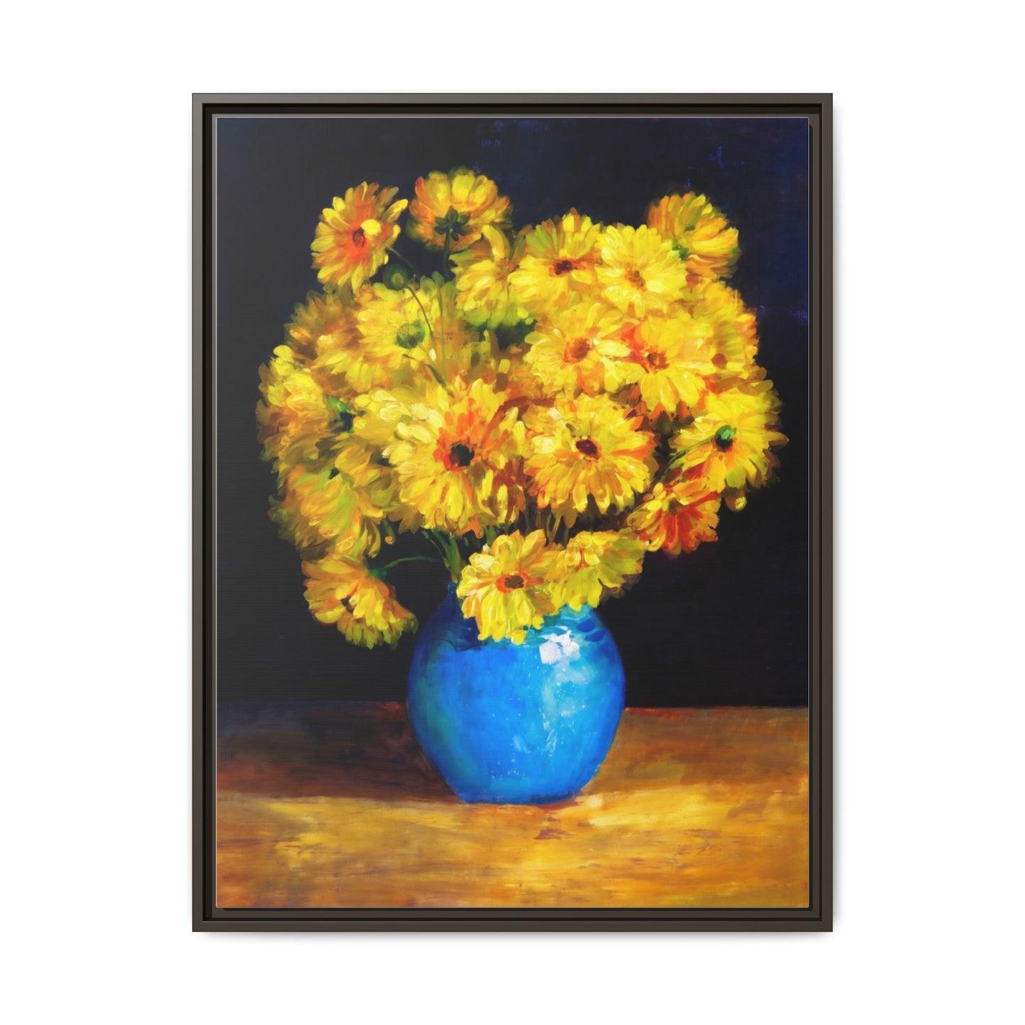 Yellow Daisy Bouquet Matte Canvas Framed Wall Art