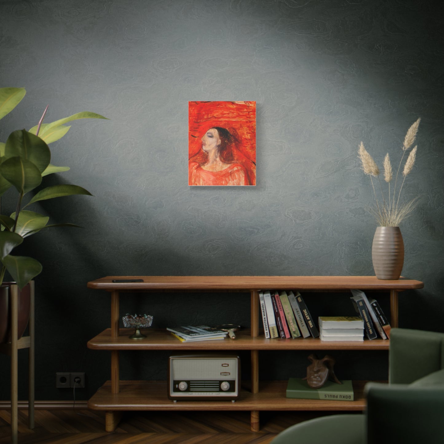 Woman's Head against a Red Background by Edvard Munch Matte Canvas Wall Art
