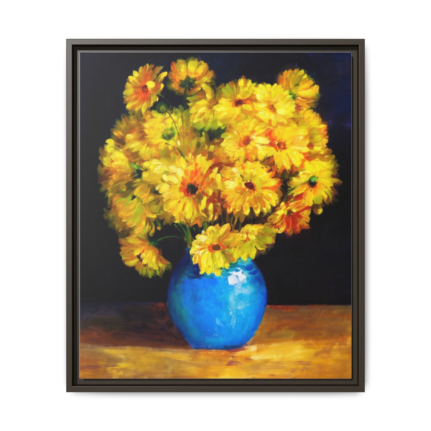 Yellow Daisy Bouquet Matte Canvas Framed Wall Art