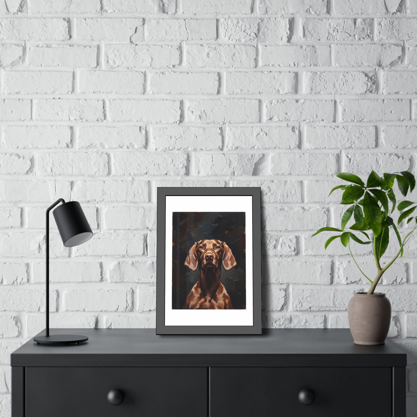 Chocolate Vizsla Dog Framed Paper Posters