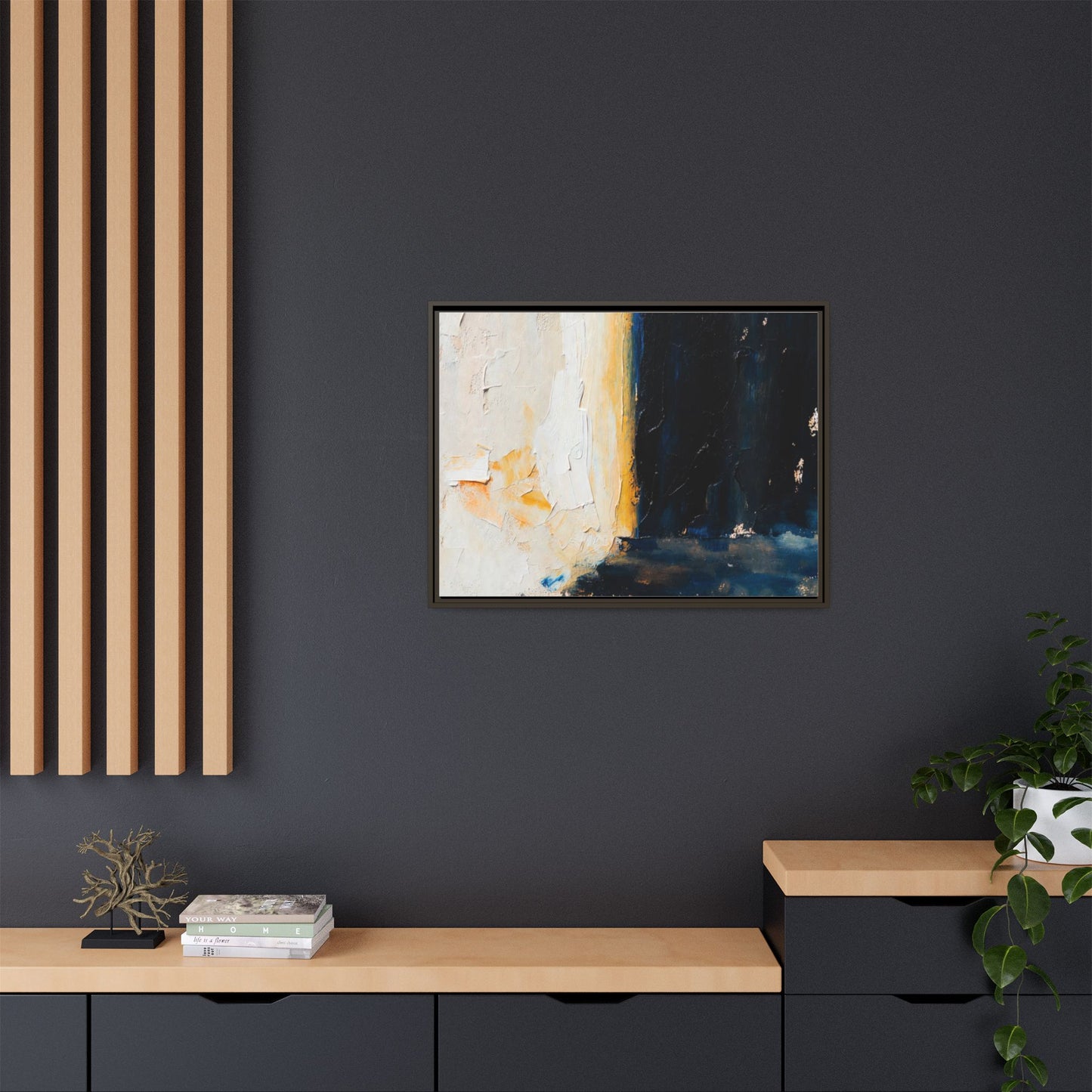 Abstract Coastal Texture Framed Canvas Art — Matte Multi-Color Wall Print