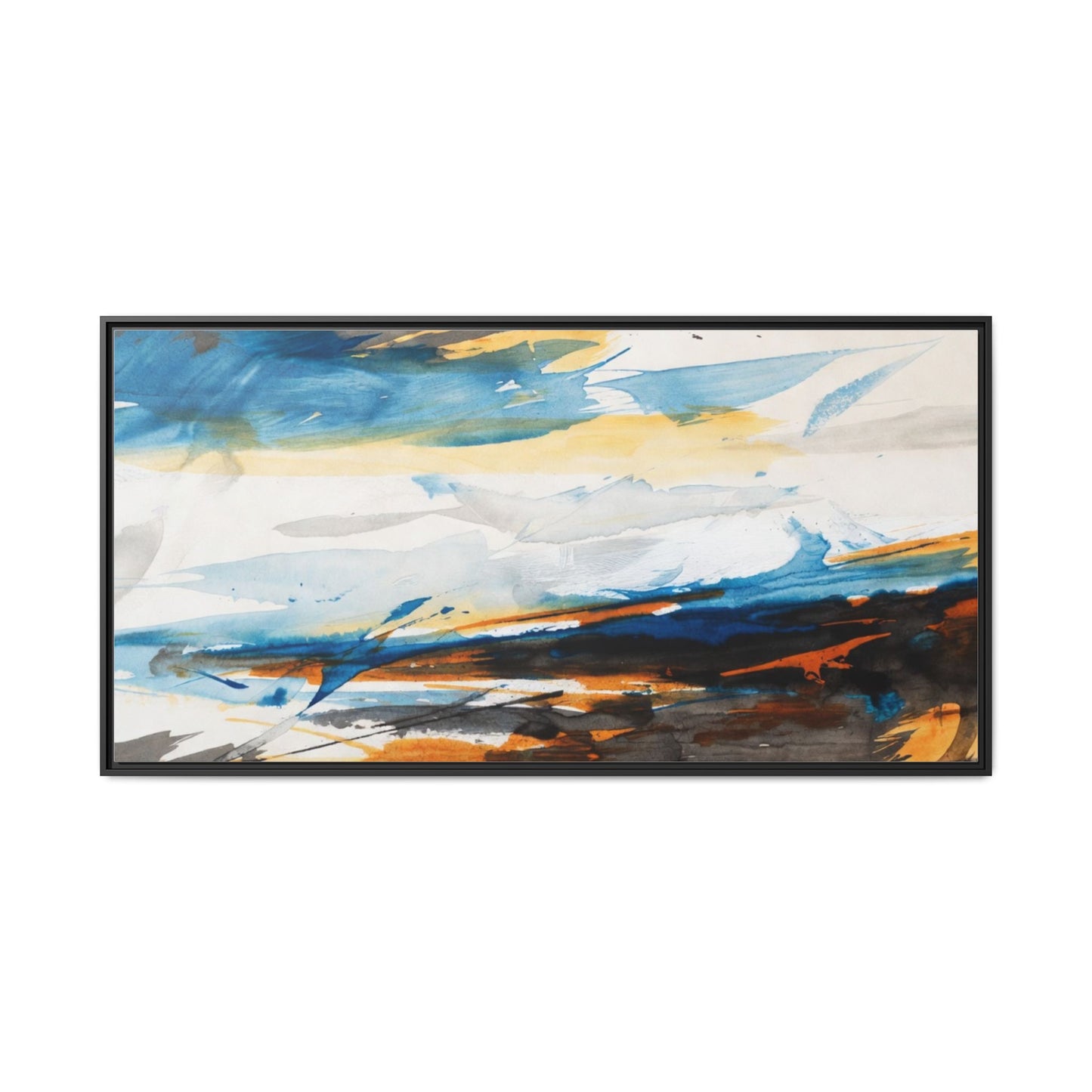Abstract Coastal Waves Matte Canvas Framed Wall Art