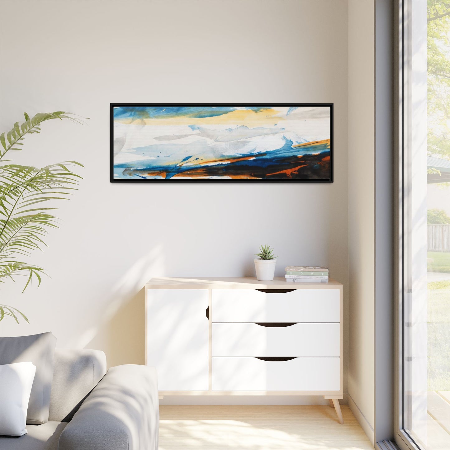 Abstract Coastal Waves Matte Canvas Framed Wall Art