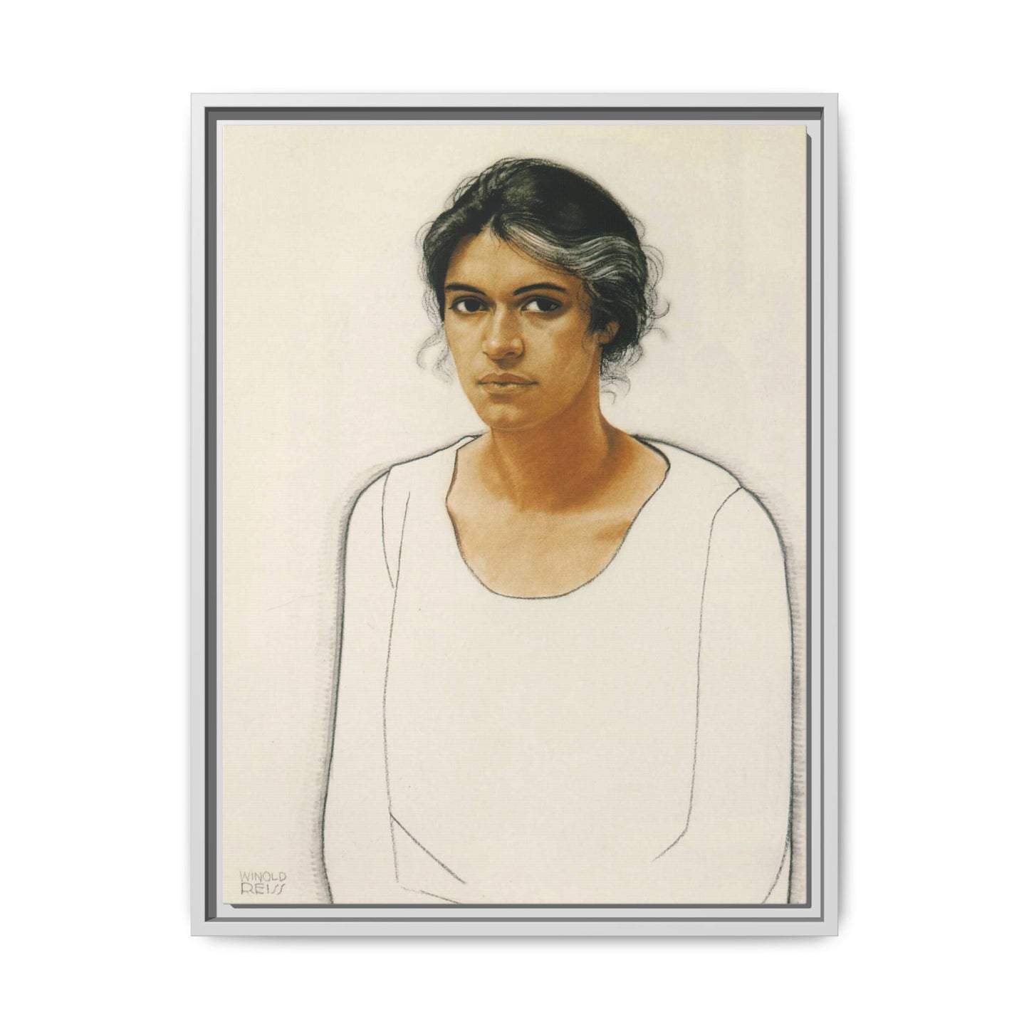 Portrait of a Woman by Winold Reiss Framed Matte Canvas Portrait Print