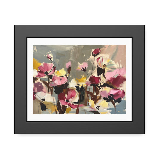 Framed Floral Art Print - Abstract Pink Poppies Poster