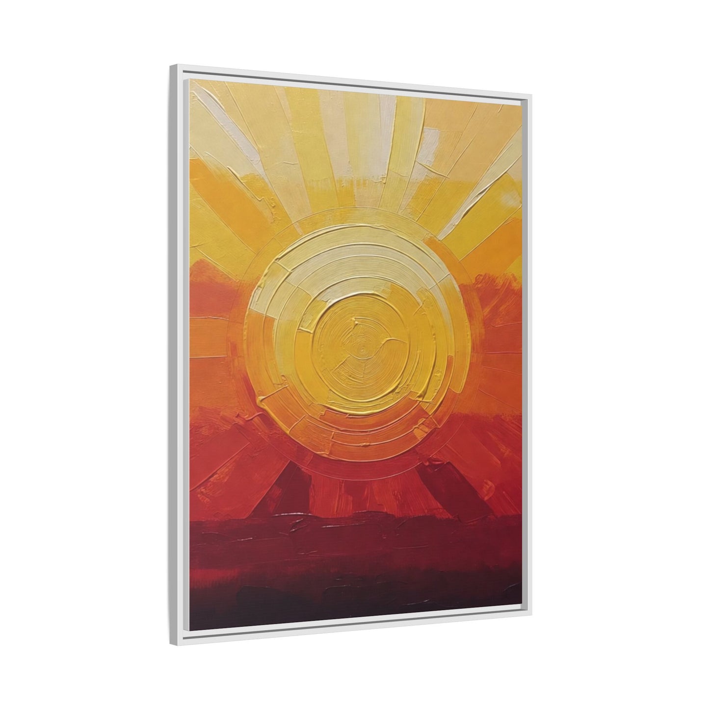 Sunburst Abstract Framed Canvas Art — Matte Multi‑Color Wall Print