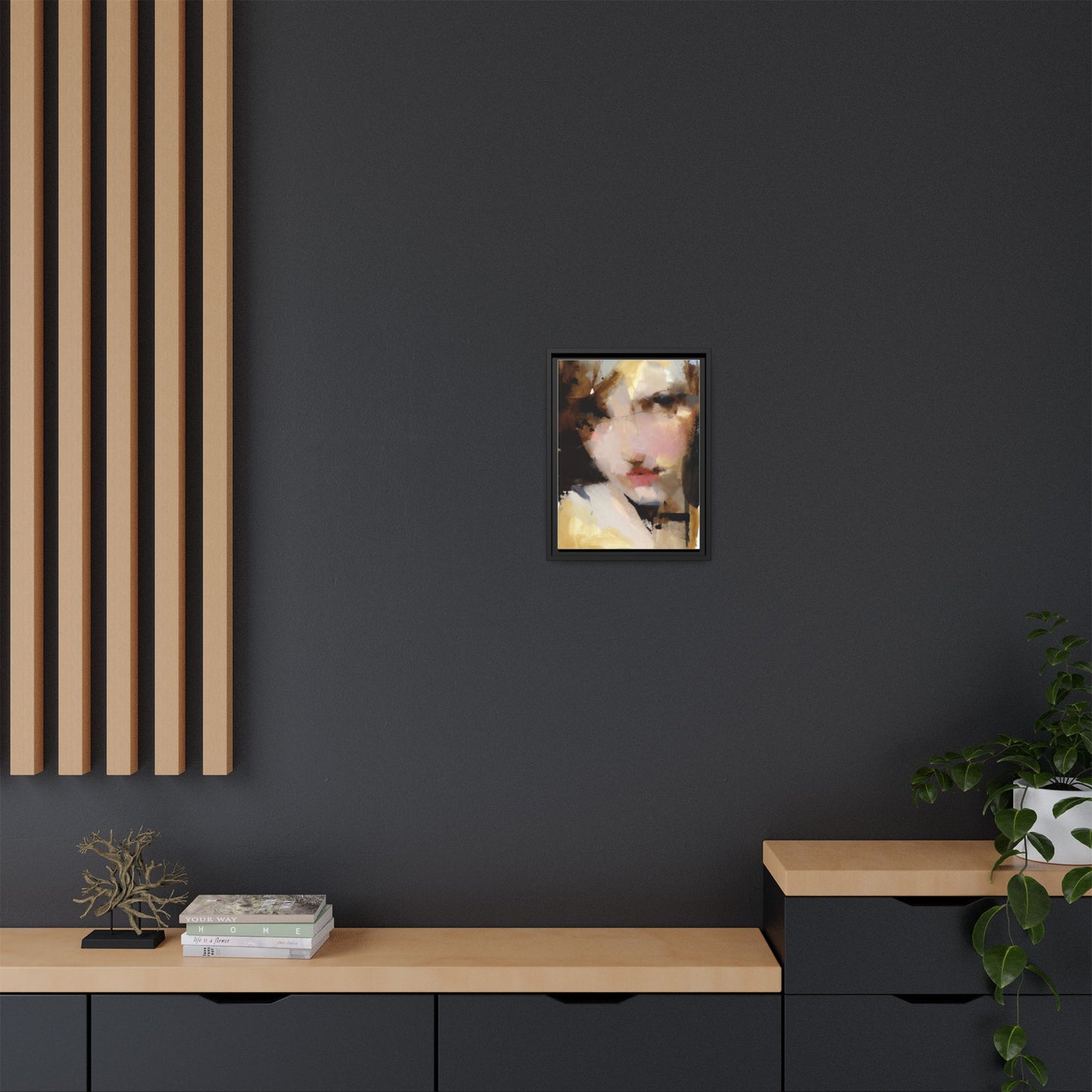 Abstract Portrait Matte Canvas Framed Print — Modern Feminine Wall Art