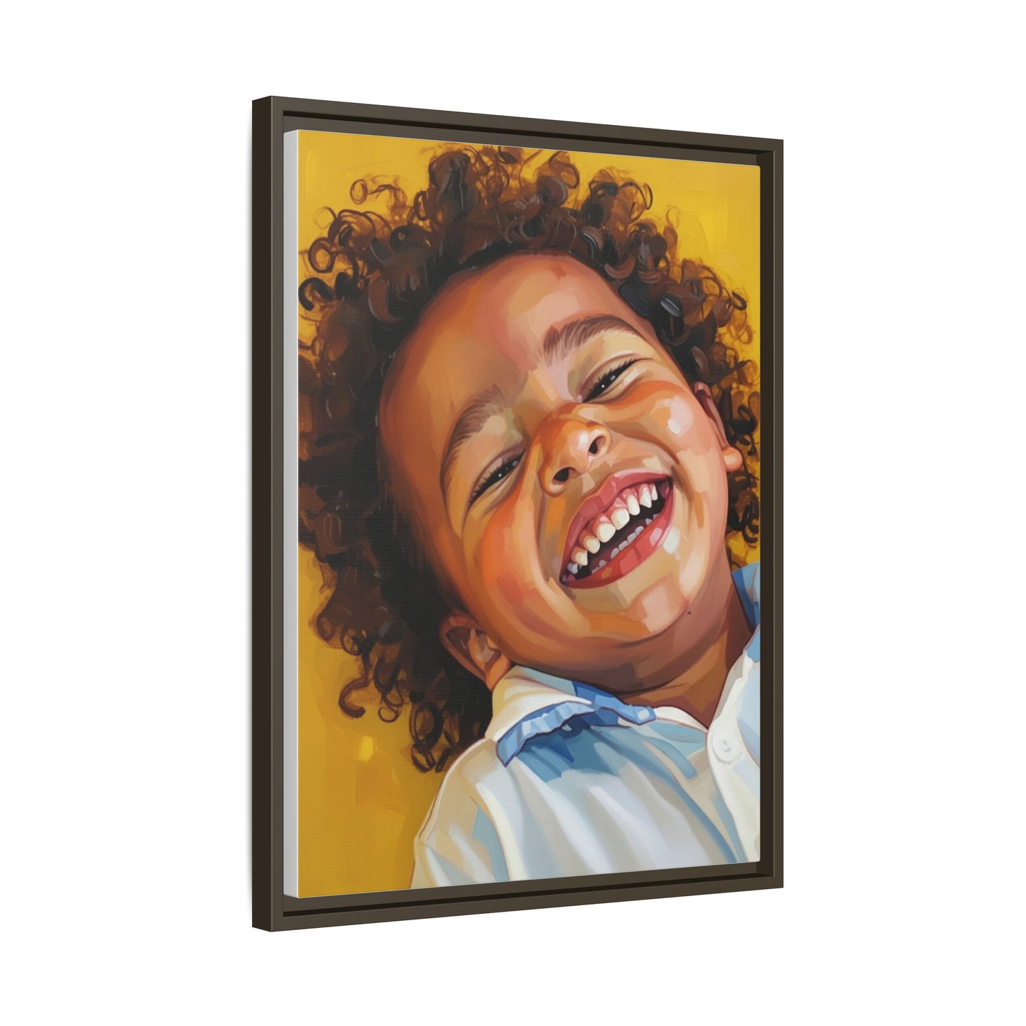 Framed Matte Canvas Print – Joyful Child Portrait, Colorful Nursery Wall Art