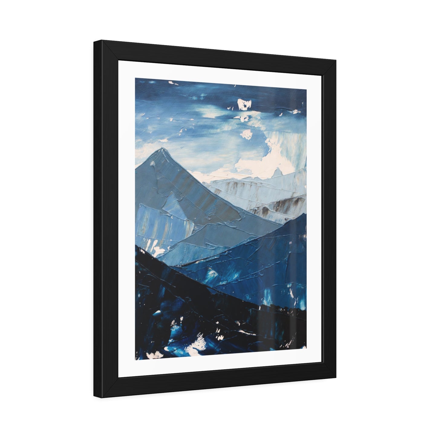 Blue Mountain Abstract Framed Poster — Scenic Wall Art Print