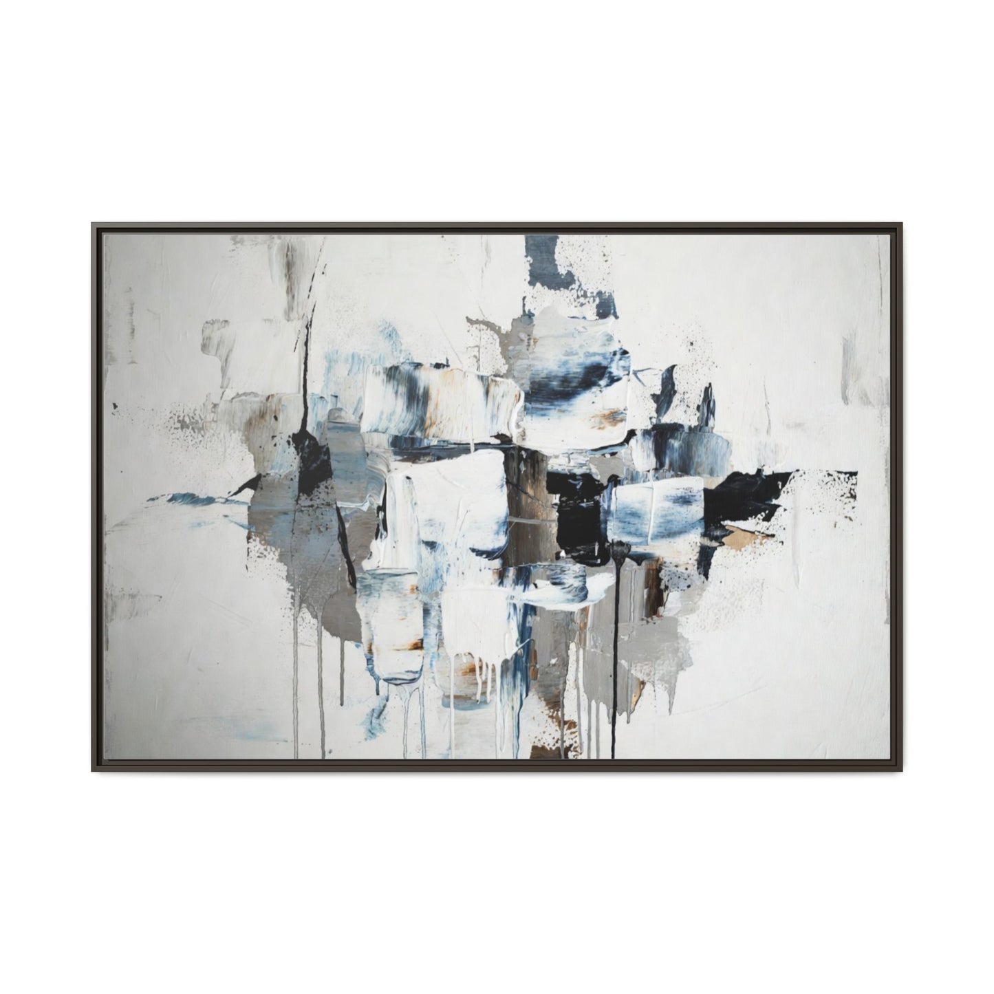Framed Abstract Canvas Art — Blue Neutral Modern Wall Print
