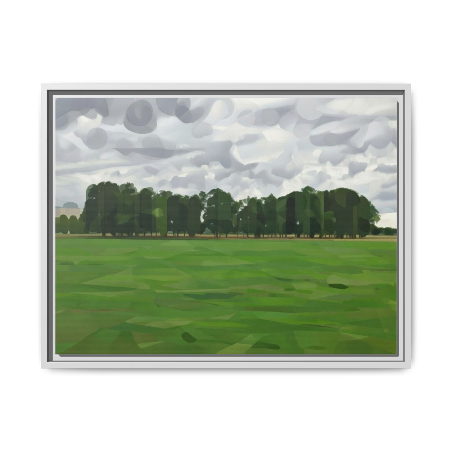 Framed Matte Canvas Print — Minimalist Green Landscape Art