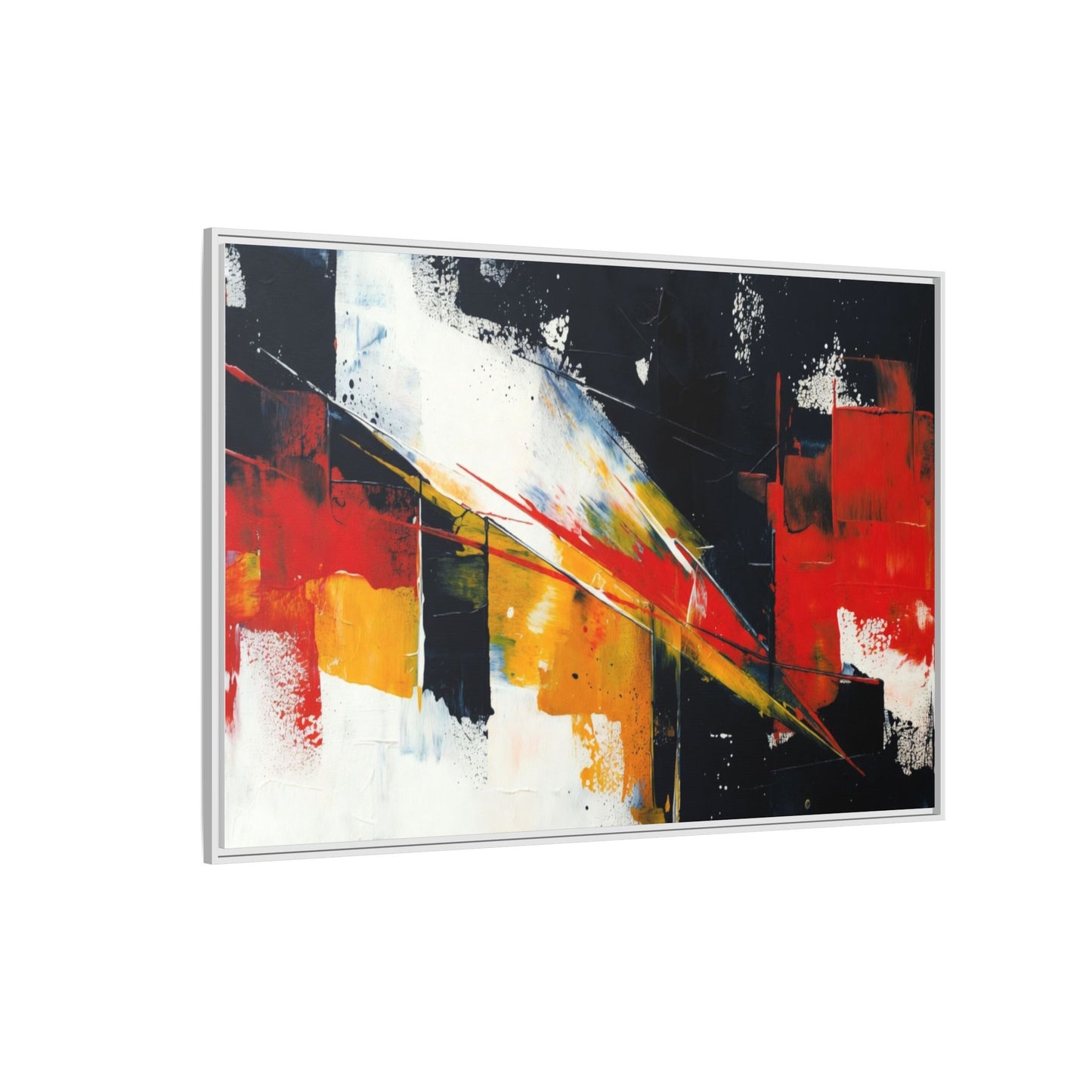 Abstract Red & Black Framed Canvas Print — Modern Geometric Wall Art