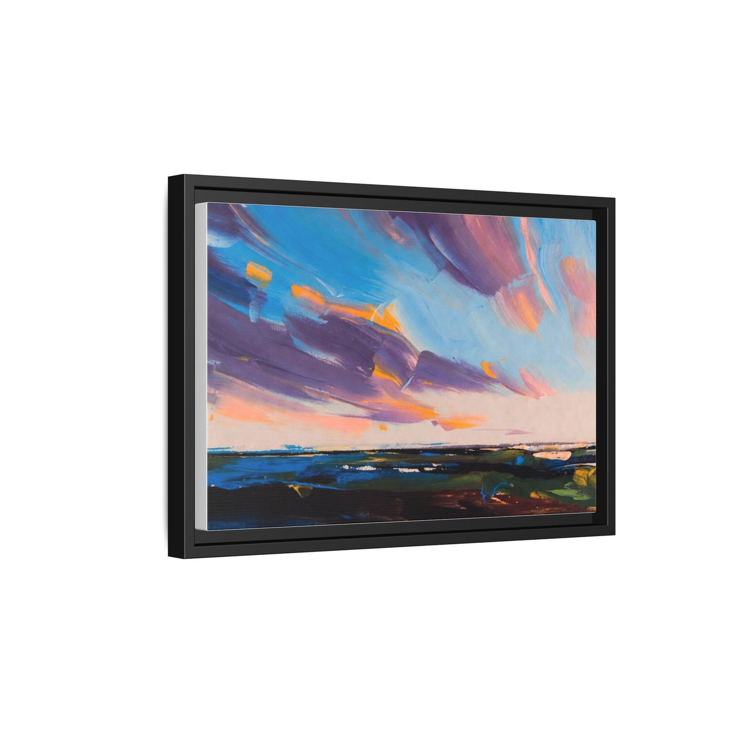 Framed Matte Canvas Abstract Seascape Sunset Art Print