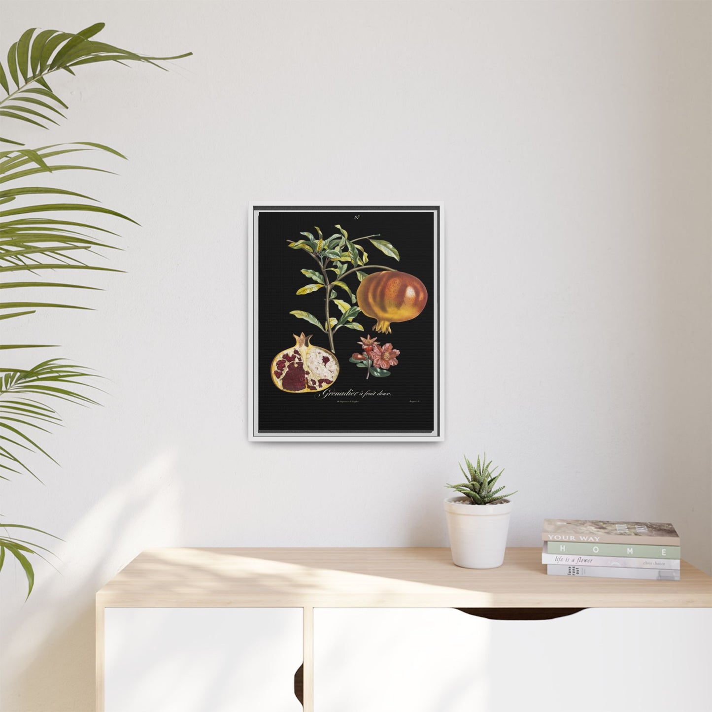 Pomegranate Botanical Framed Canvas Print — Vintage Fruit Wall Art