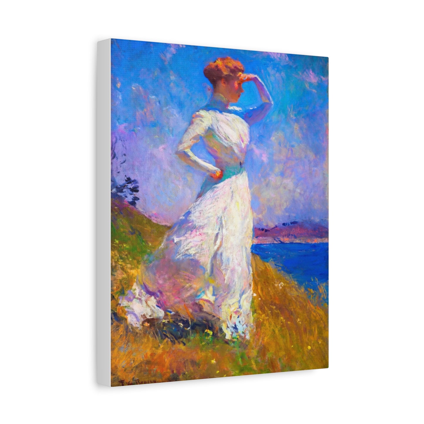 Impressionist Coastal Lady Matte Canvas Print — Stretched 1.25"