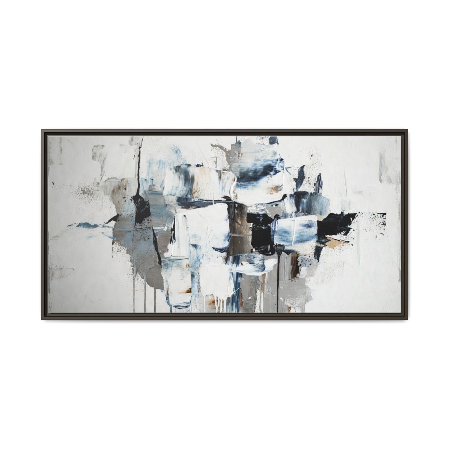Framed Abstract Canvas Art — Blue Neutral Modern Wall Print