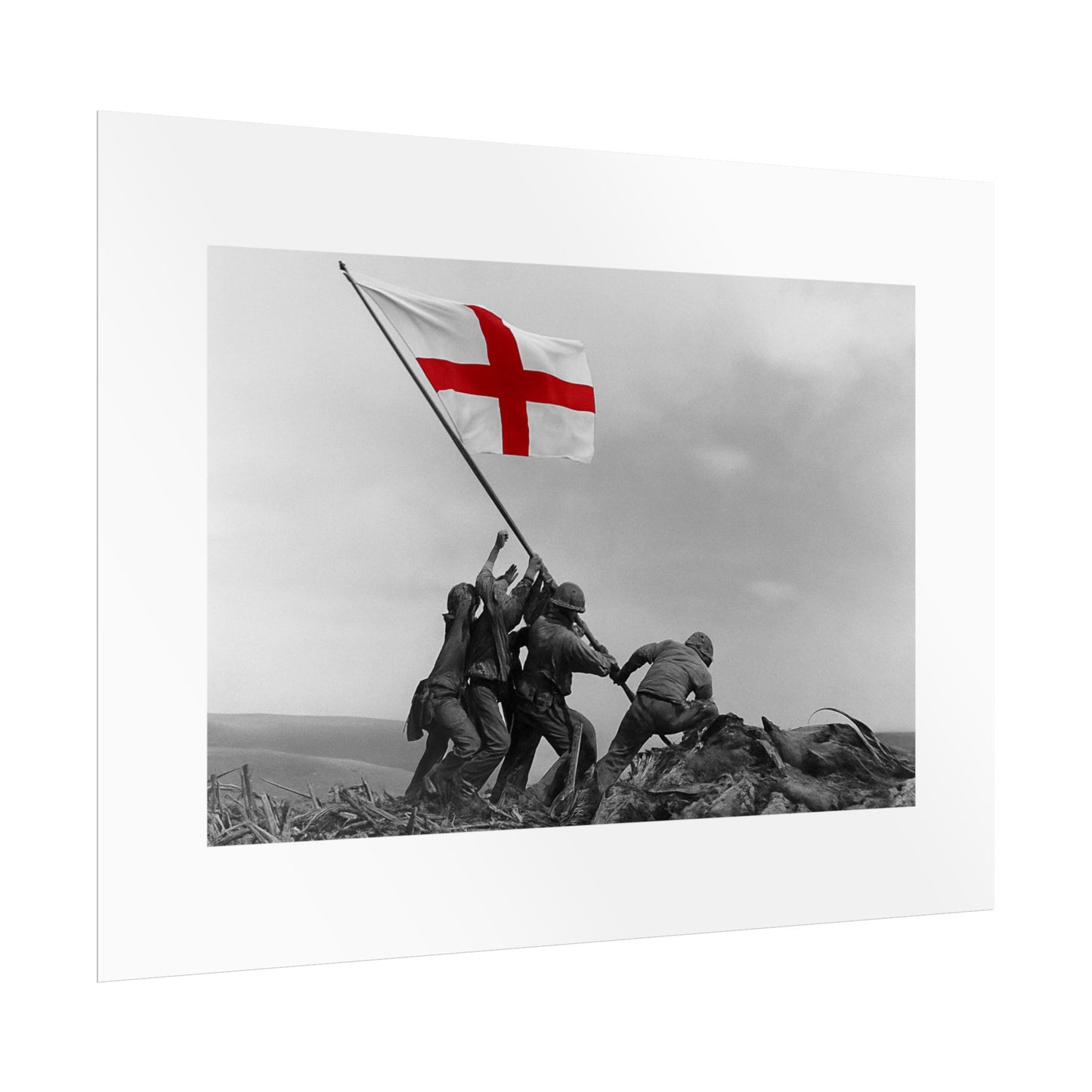 Raising the St George  by Unknown attributed to Joe Rosenthal Wall Art Print