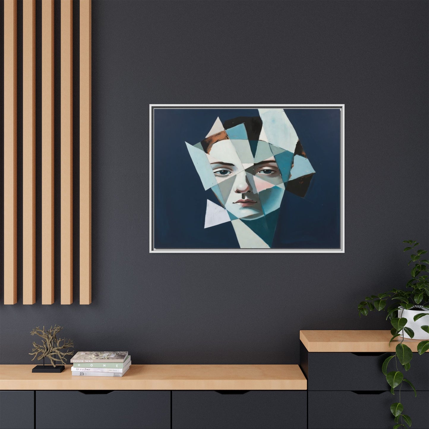 Abstract Fragmented Portrait Matte Canvas (Framed)