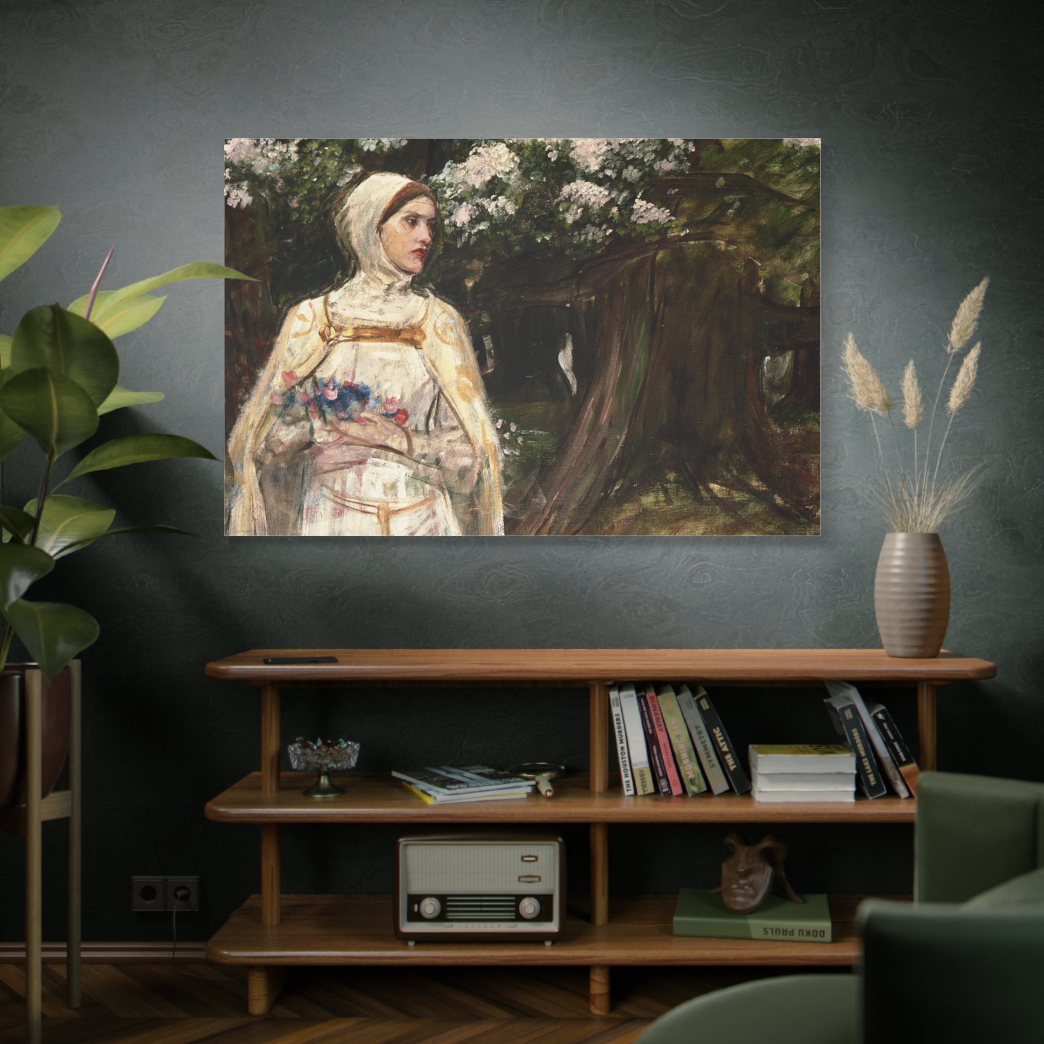 Matilda (formerly called Beatrice) by John William Waterhouse Matte Canvas Wall Art Print