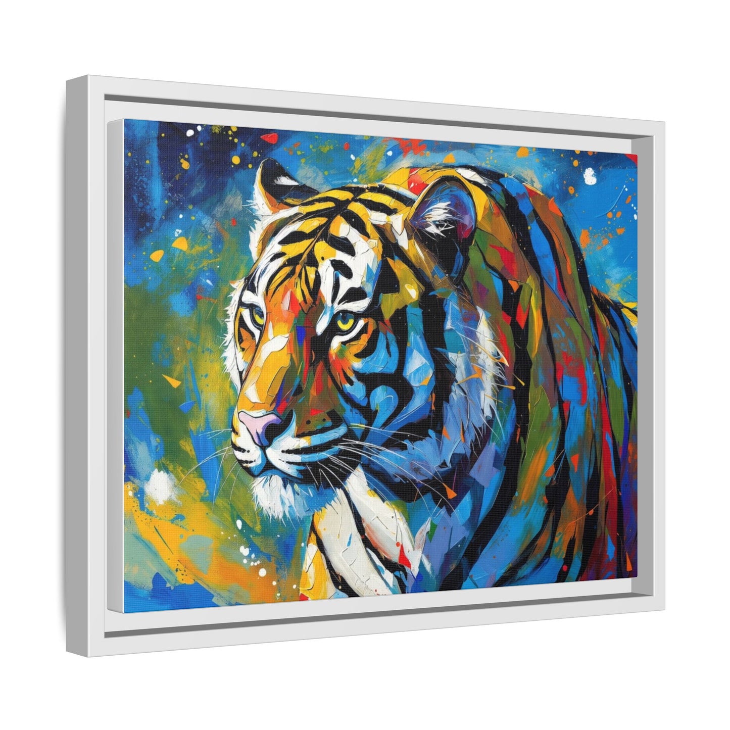Colorful Tiger Matte Canvas Framed Art — Vibrant Wildlife Wall Decor