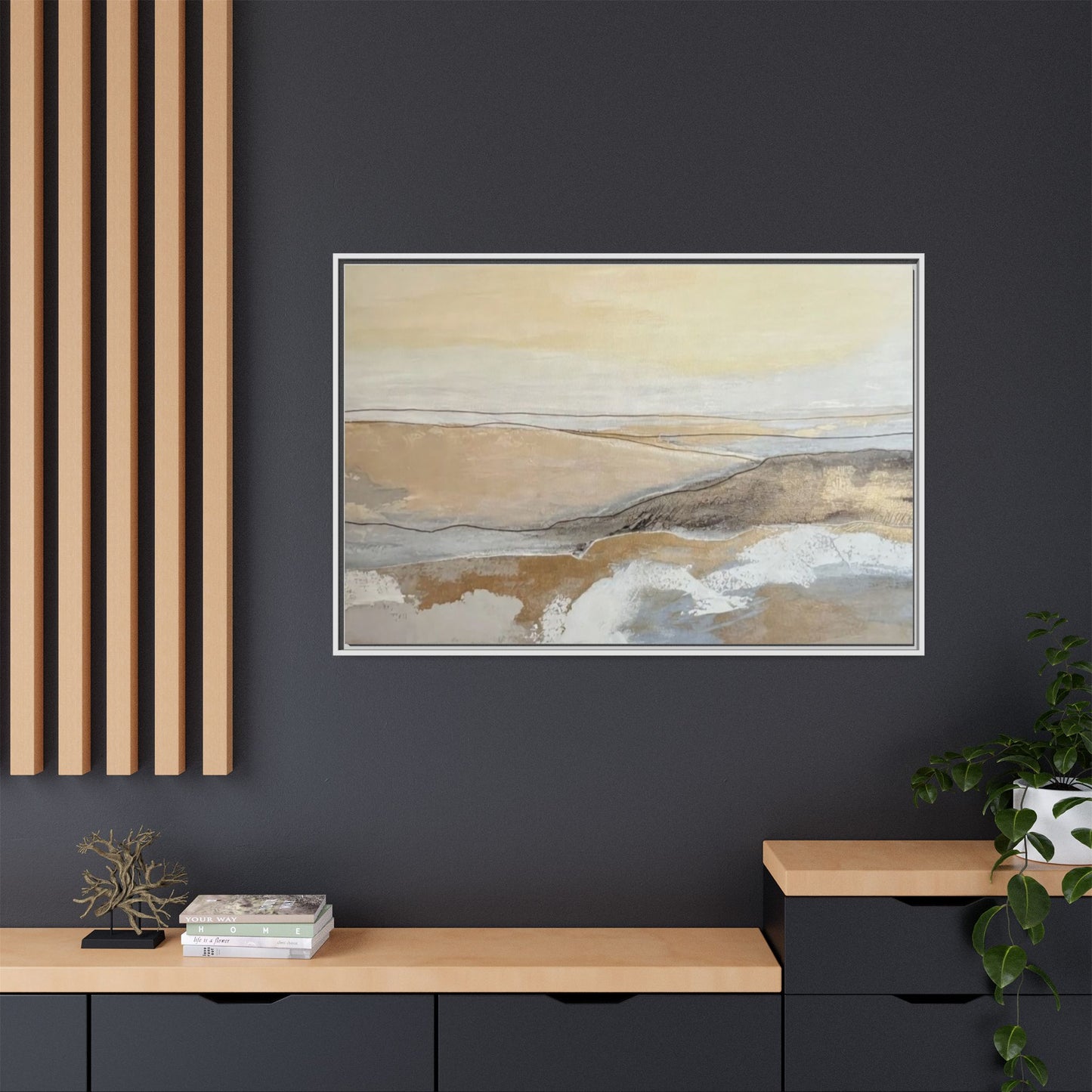 Framed Abstract Coastal Landscape Matte Canvas Wall Art