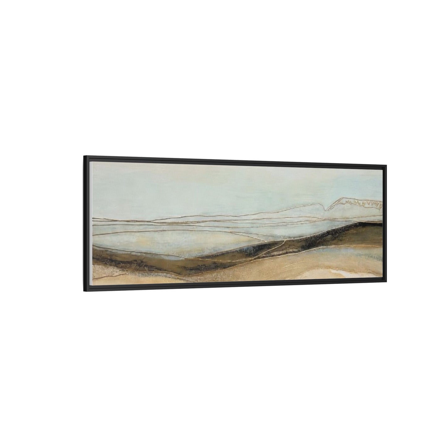 Framed Matte Canvas Wall Art — Neutral Abstract Landscape in Soft Blues & Earth Tones
