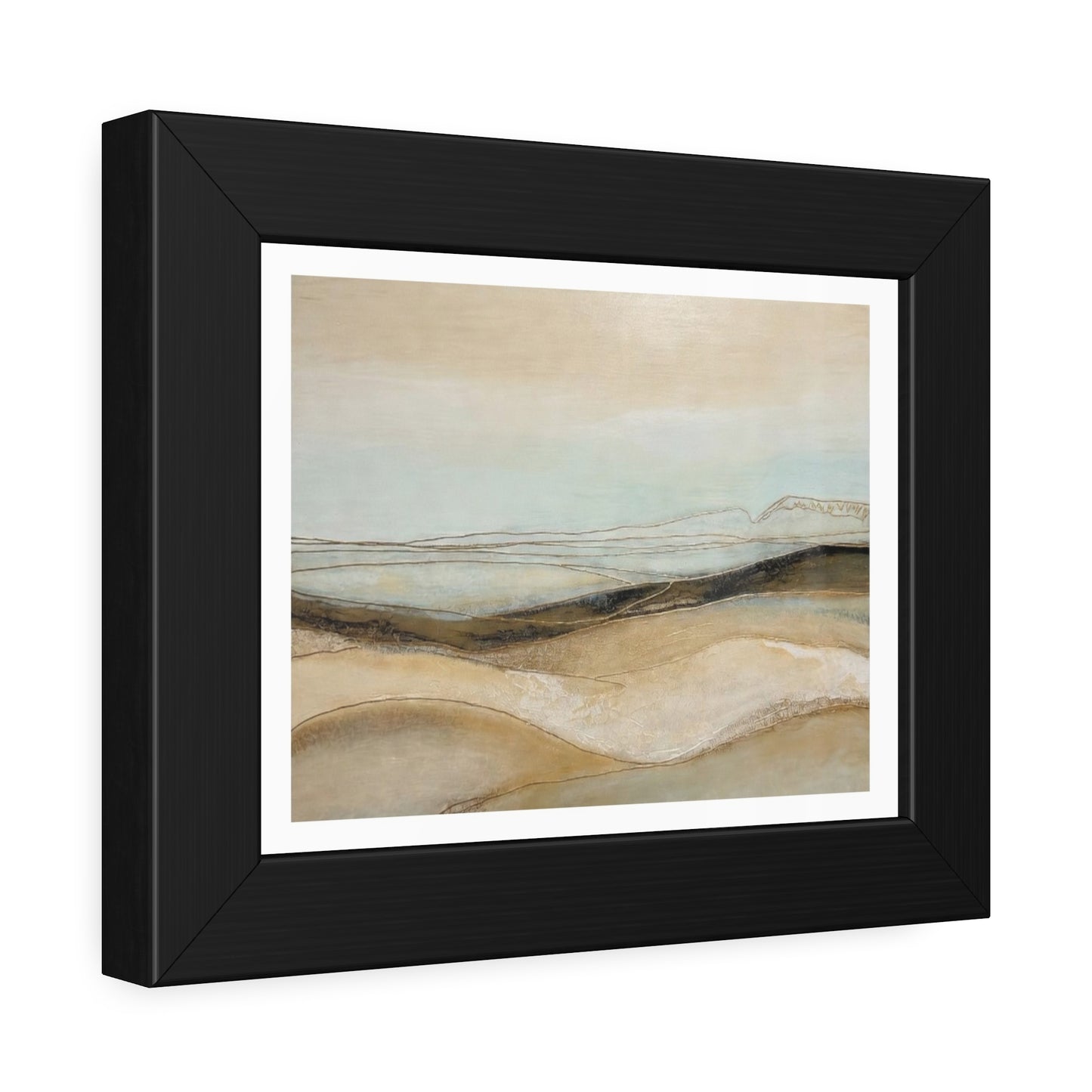 Framed Poster - Neutral Abstract Landscape Wall Art, Calming Coastal Tones for Living Room or Office